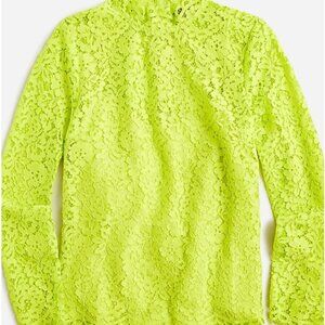 J. Crew Scalloped Lace Mockneck Top